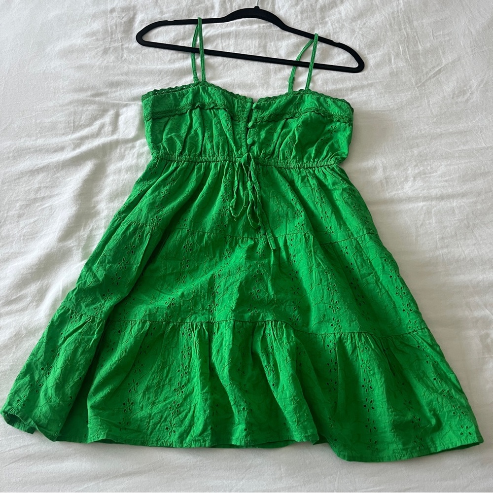 Sim & Sam Eyelet Green Summer Dress